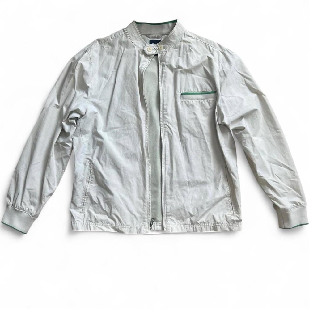 VINTAGE GAP size L Men’s White and green vintage zip-up jacket jacket